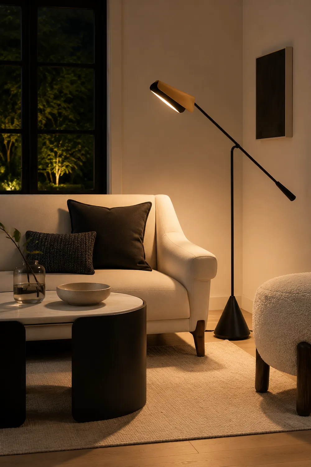 Salgado Minimalist Triangle Head LED Floor Lamp, Marble & Metal - Lumpaz