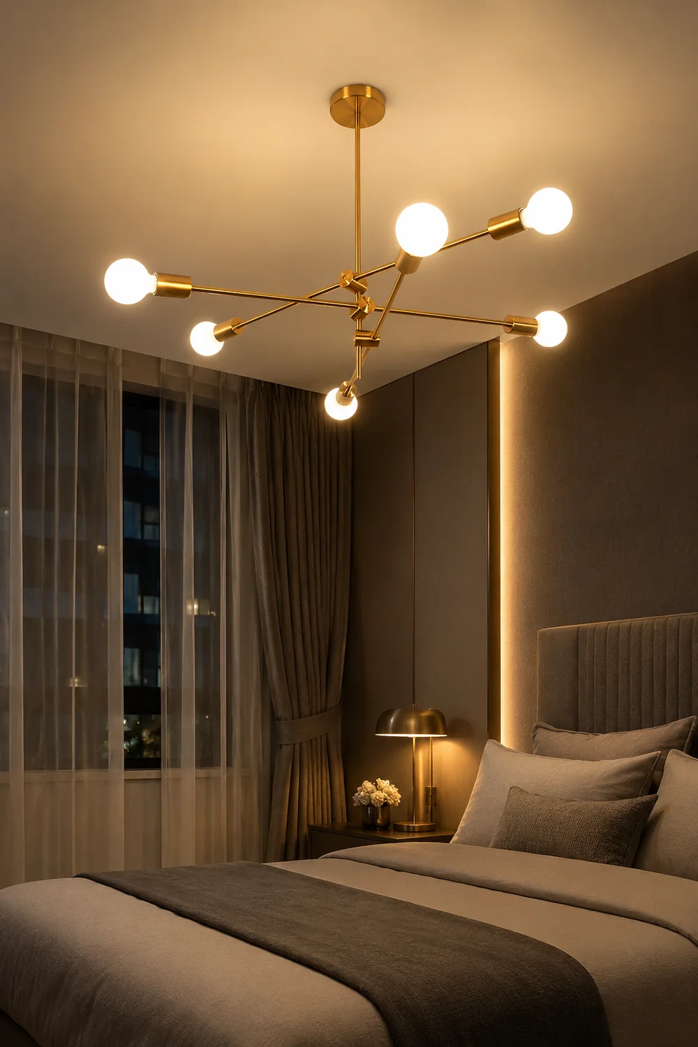 Valentina Modern Globe Metal/Glass Chandelier, Black/Gold - Lumpaz