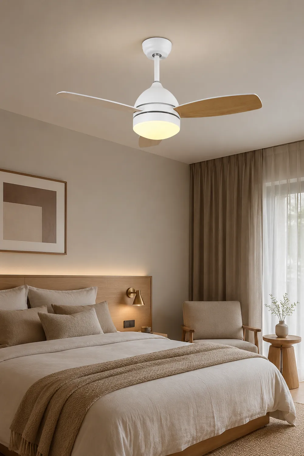 Haydn 3-Blade DC Modern Ceiling Fan with Light, Summer, 41'' - Lumpaz