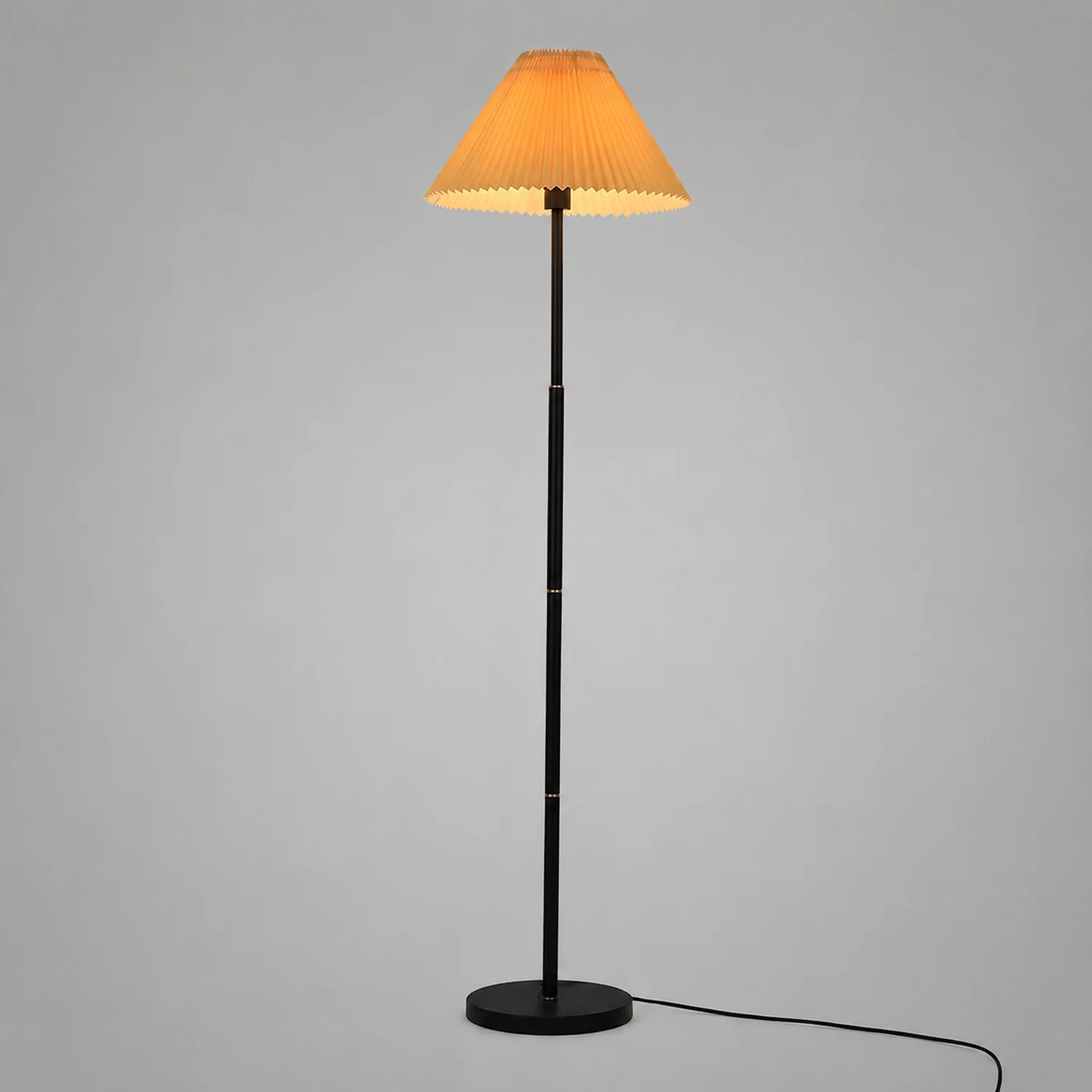 Ozawa Modern Pleated Metal Fabric Floor Lamp, White/Green/Apricot - Lumpaz