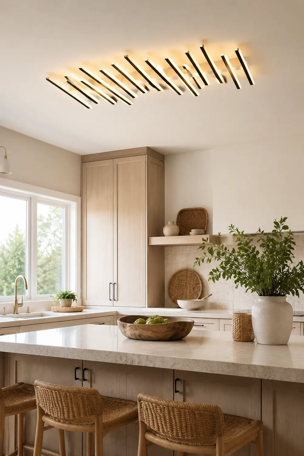 Quinn Flush Mount Ceiling Light Linear Modern, Metal, Black, Living Room - Lumpaz
