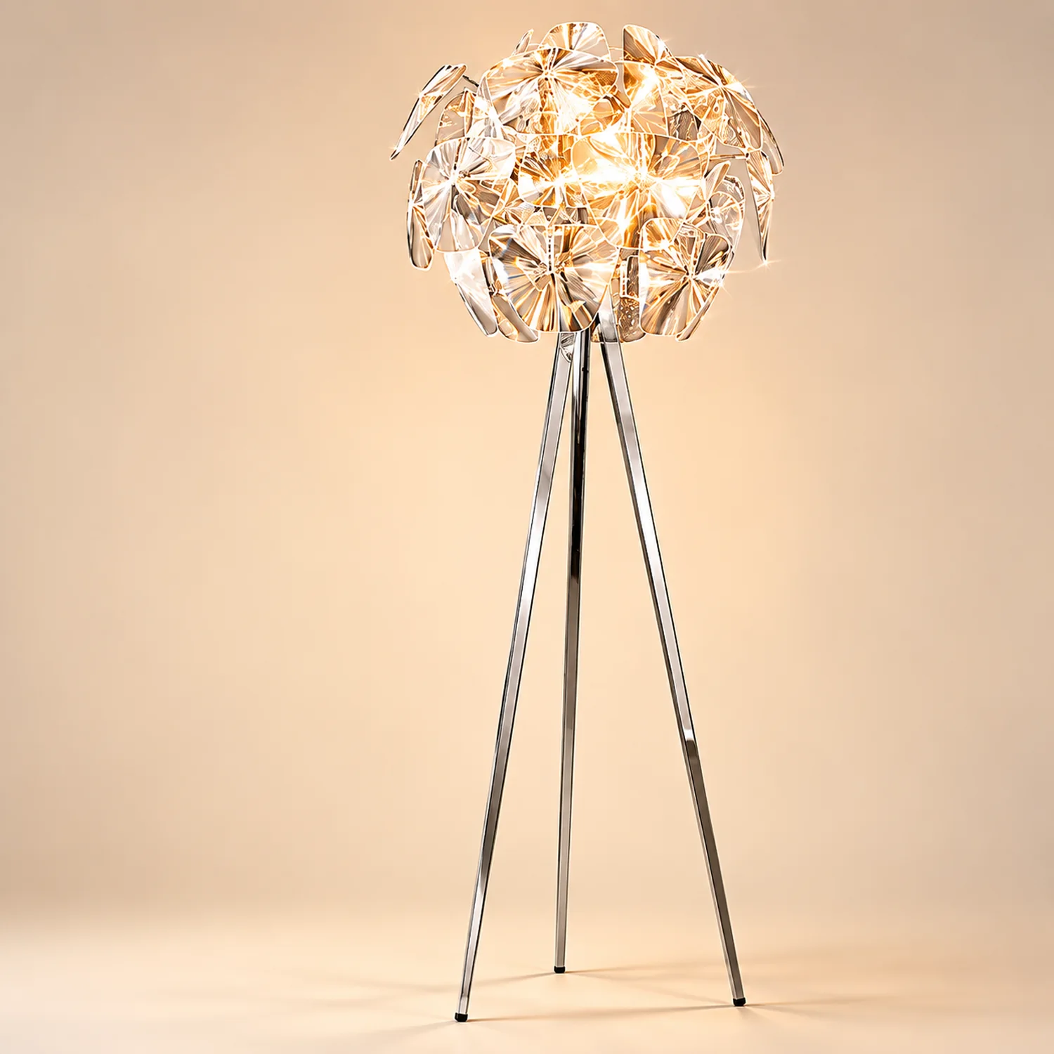 Bella Luxury Flower Metal/Acrylic Floor Lamp, Living Room - Lumpaz