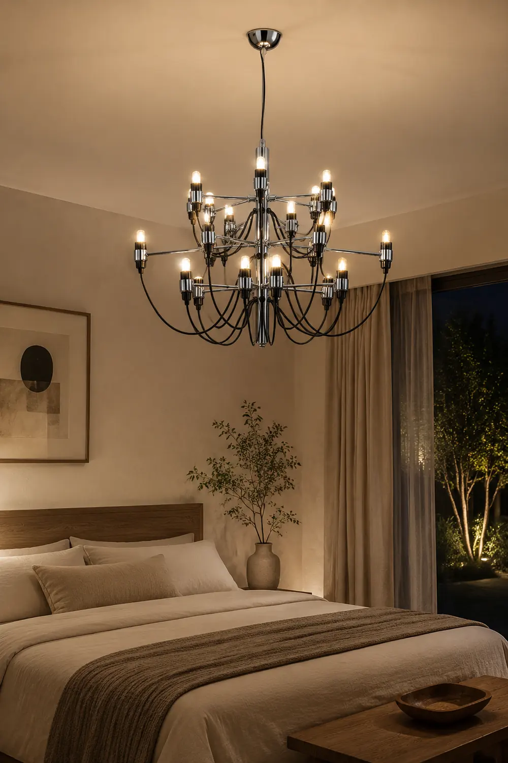 Alessio Retro Linear Metal Chandelier, Black - Lumpaz