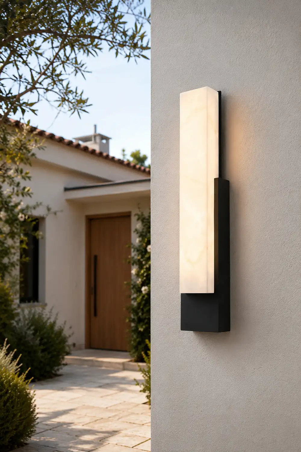 Waterproof Imitation Marble Shade LED Black Modern Outdoor Wall Light复制 - Lumpaz