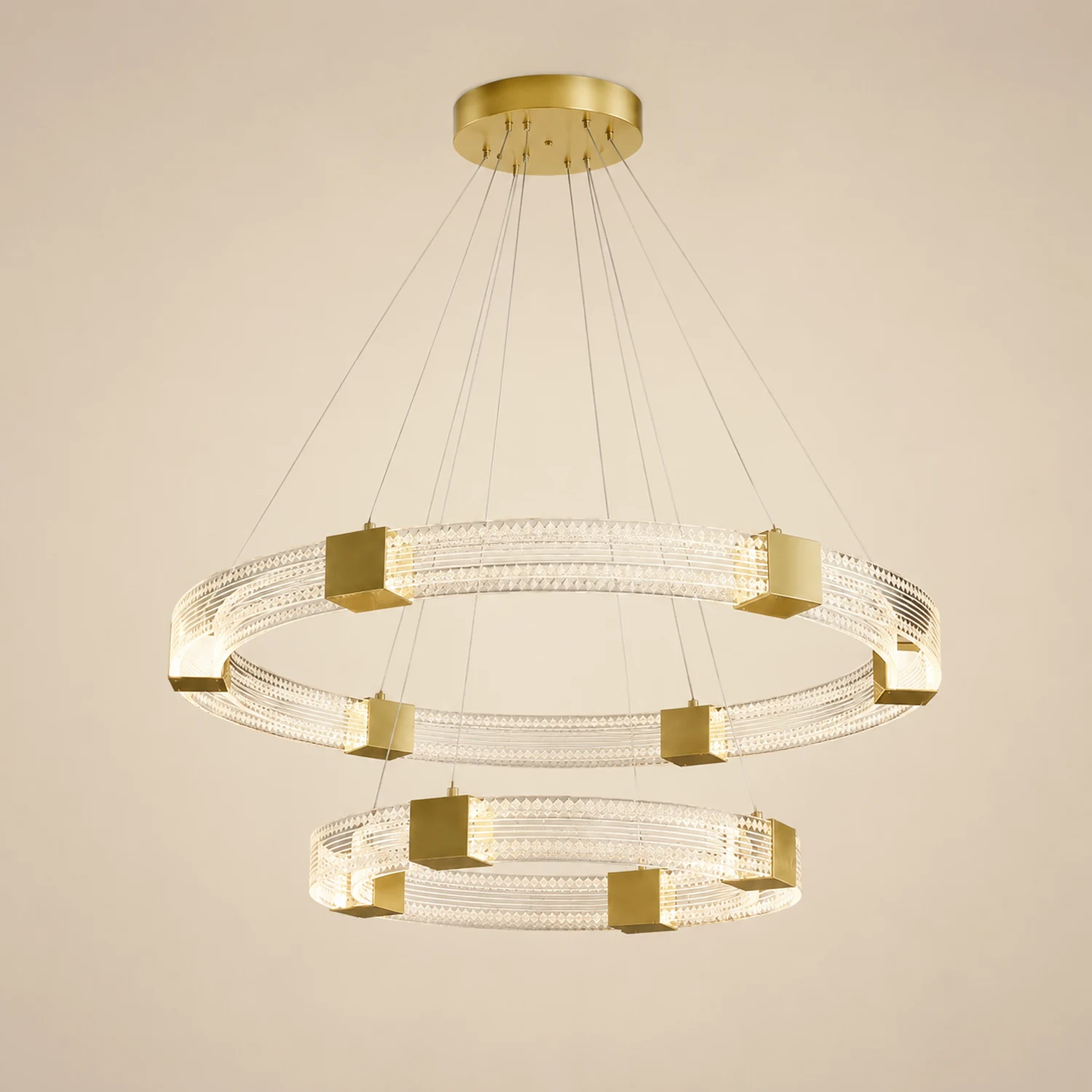 Evette Modern Round/Oval Acrylic/Metal Pendant Light, Gold - Lumpaz