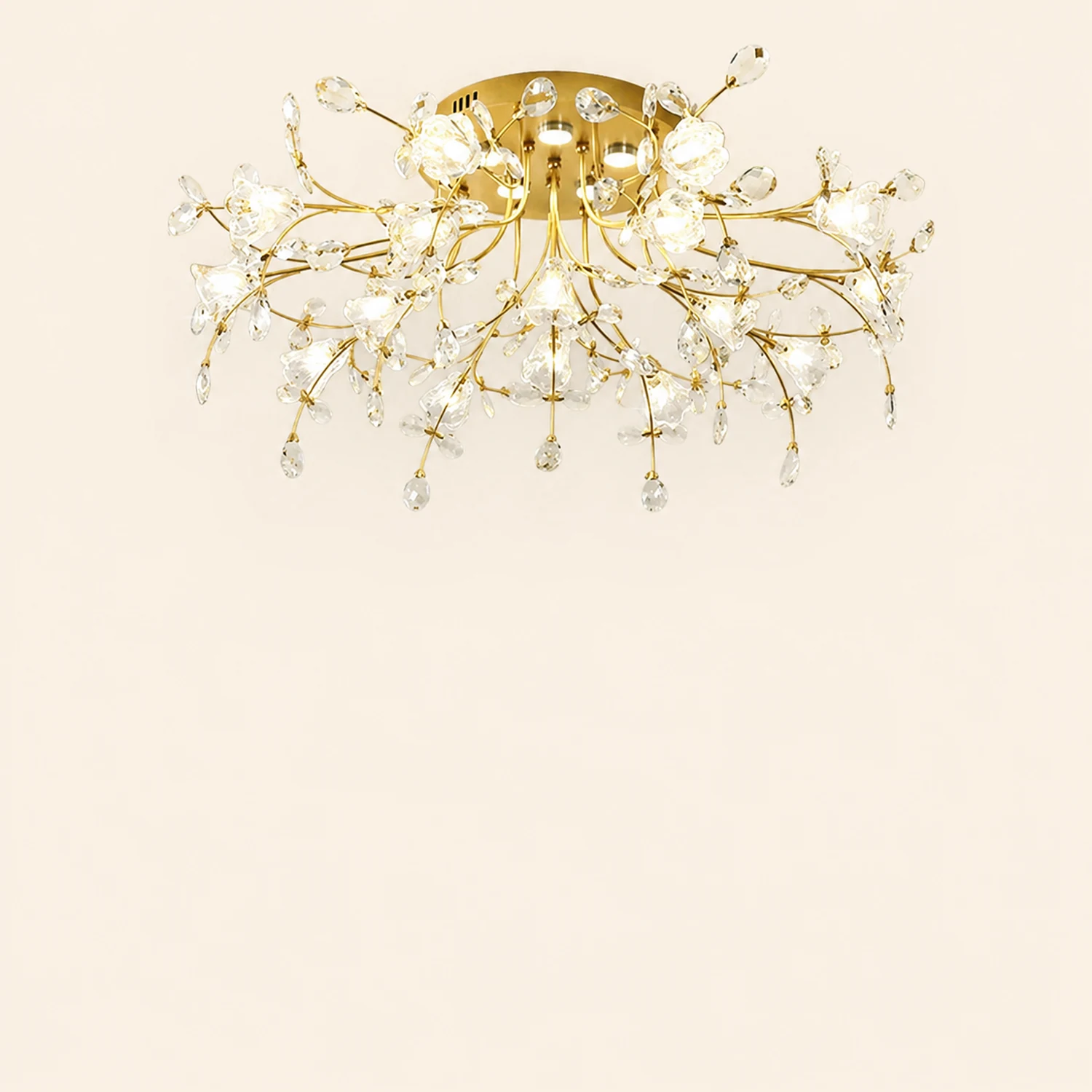 Lili Art Deco Elegant Flower Flush Mount Ceiling Lights, Gold - Lumpaz