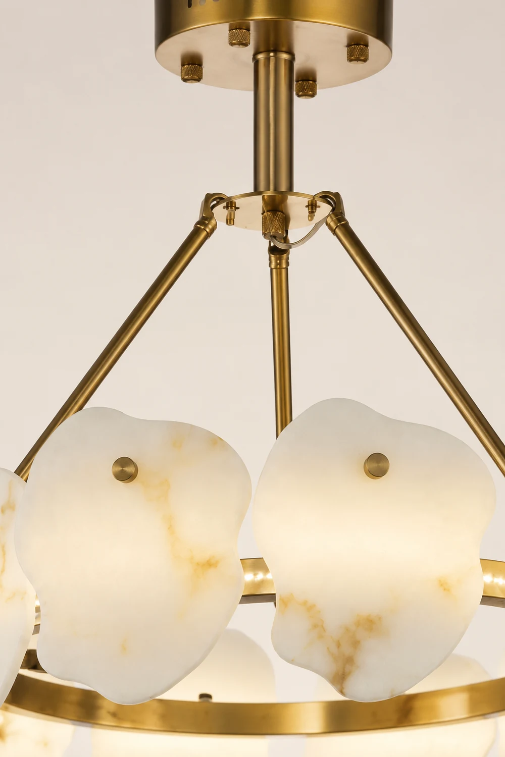 Marilyn Modern Marble Gold Round Pendant Light, Living Room - Lumpaz