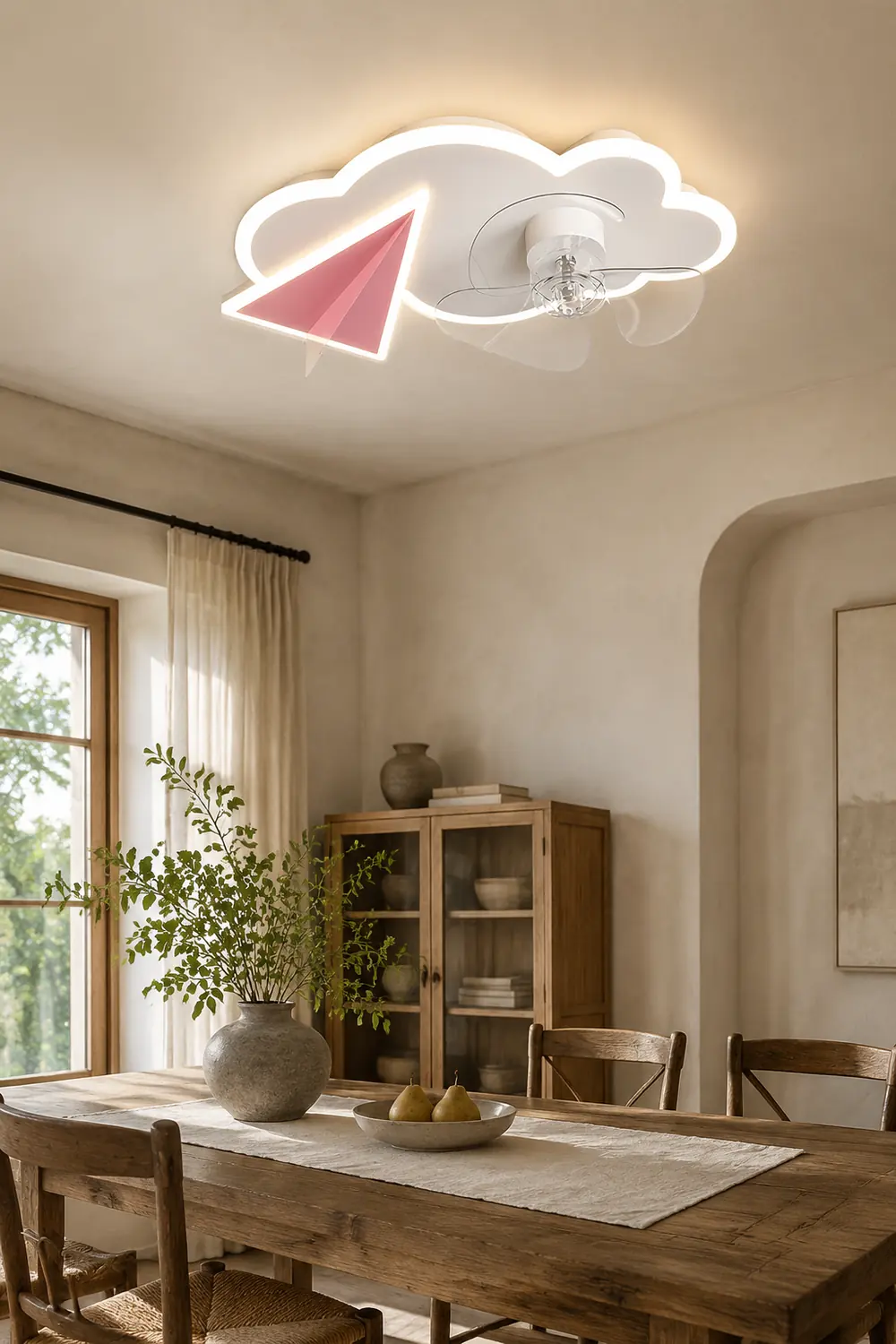 Minori Cloud & Plane Ceiling Fan With Light, 2 Colors, L 20.8''/22.8" - Lumpaz