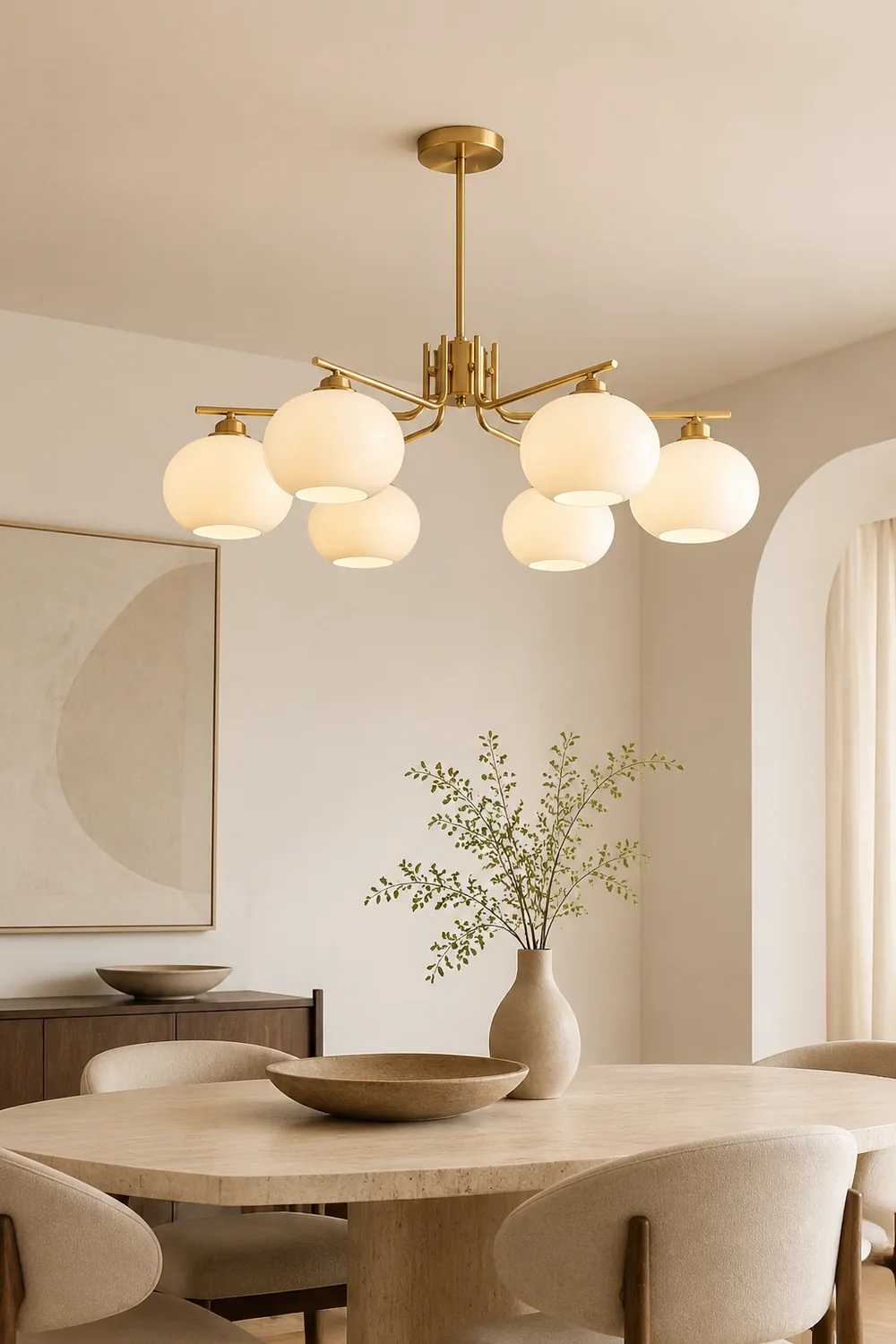Valentina Pendant Light Semi-Circular Modern, Metal/Glass, Gold/Nickel, Dining Room - Lumpaz