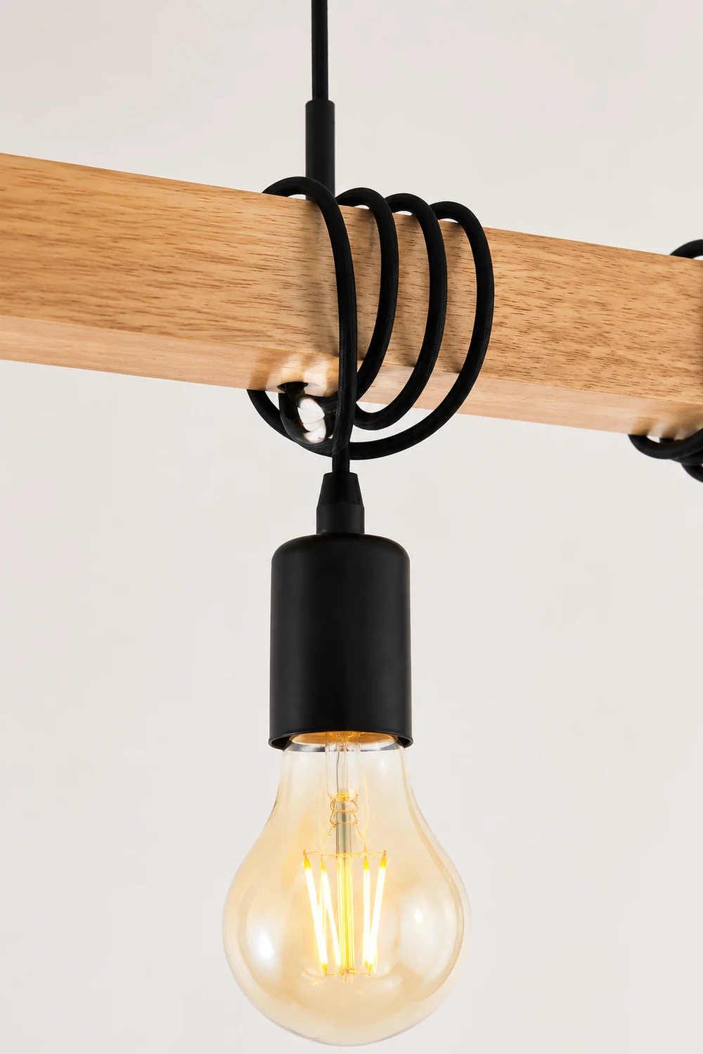 Alessio Rustic Linear Wood Pendant Light, Black, 4 Heads - Lumpaz
