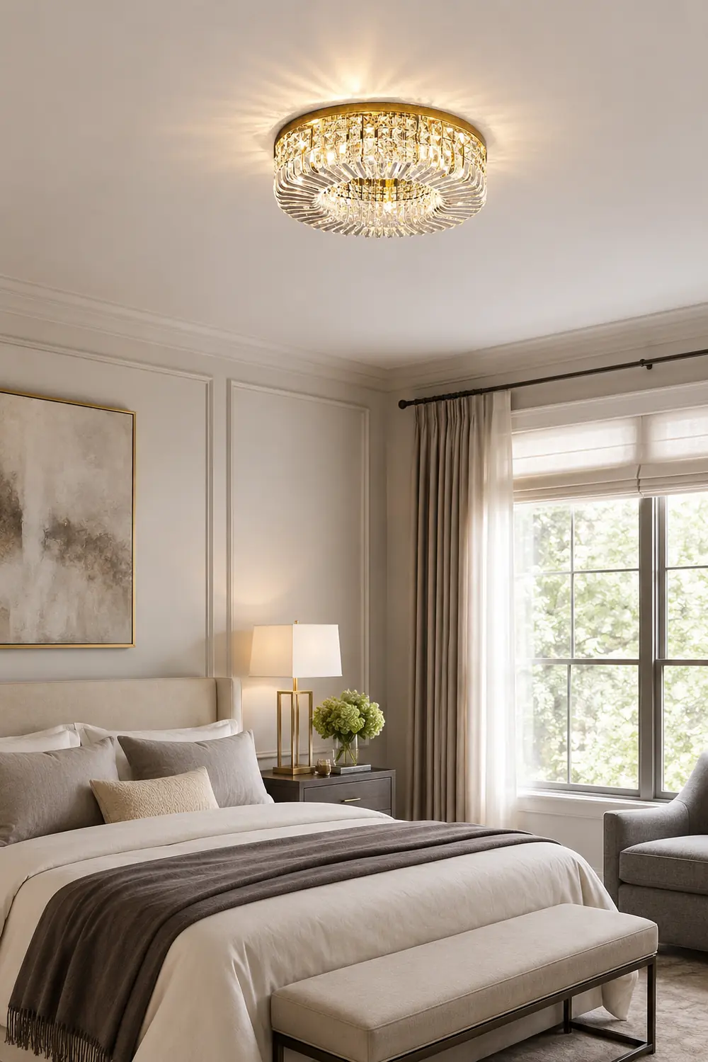 Marilyn Luxury Flush Mount Metal/Crystal Ceiling Light - Lumpaz