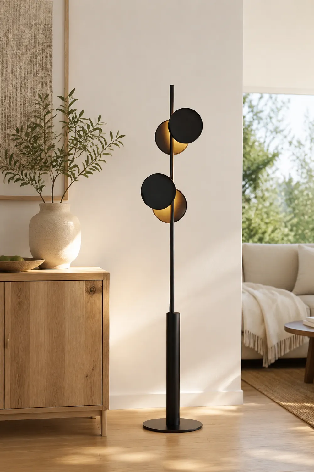 Salgado Nordic Round Metal 2 Bulb Floor Lamp Living Room - Lumpaz