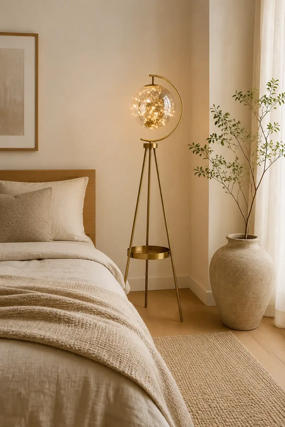 Kady Modern Starry Globe Glass Floor Lamp, Gold - Lumpaz