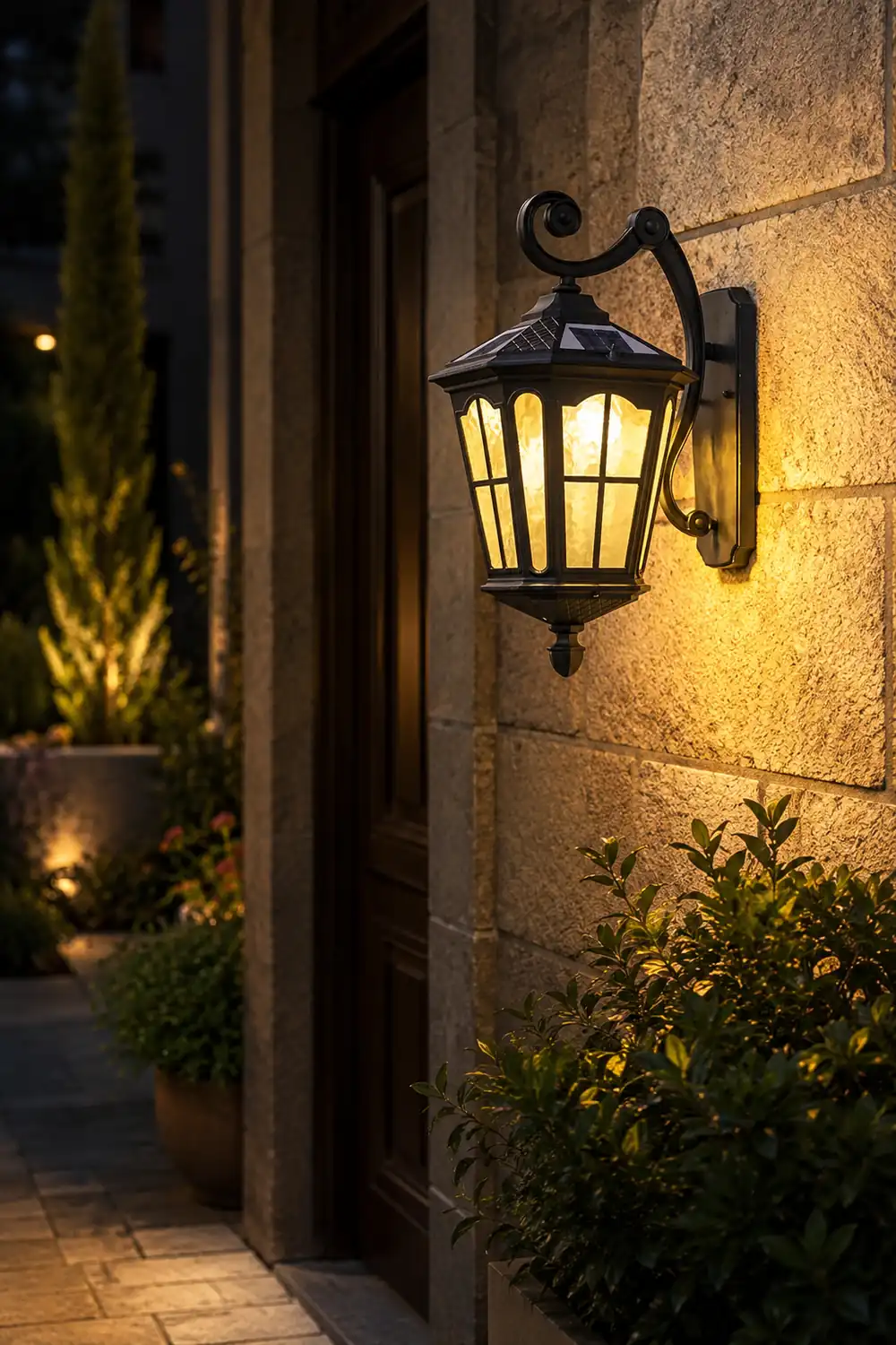 Retro Waterproof LED Aluminum Black Vintage Solar Outdoor Wall Light - Lumpaz