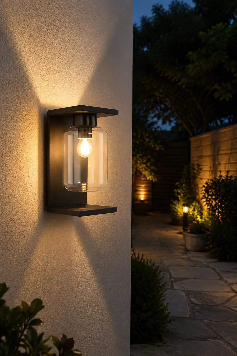 Outdoor Waterproof LED Glass Black Modern Solar Wall Lights with Remote复制 - Lumpaz
