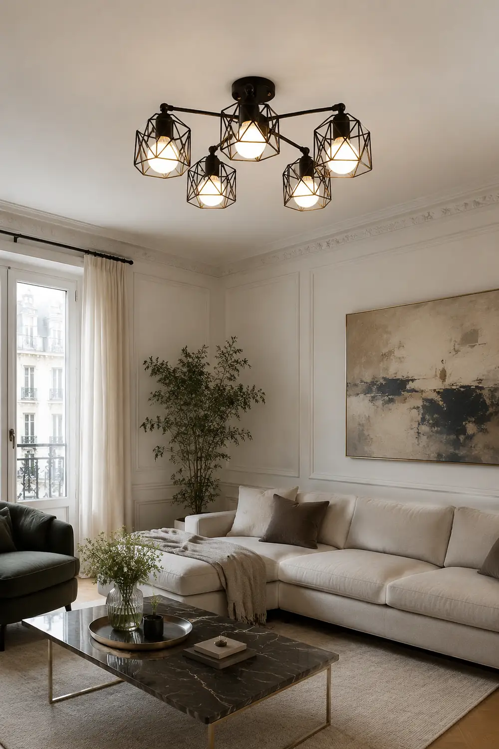 Herbert Black Semi-Flush Mount Ceiling Light - Lumpaz