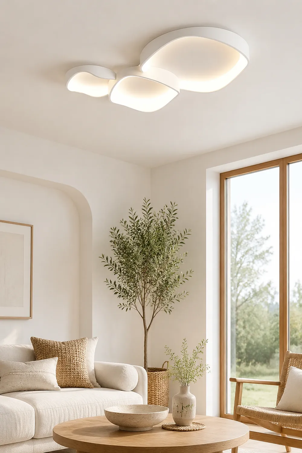 Arisha Modern Wave Flush Mount Ceiling Light White Living Room - Lumpaz
