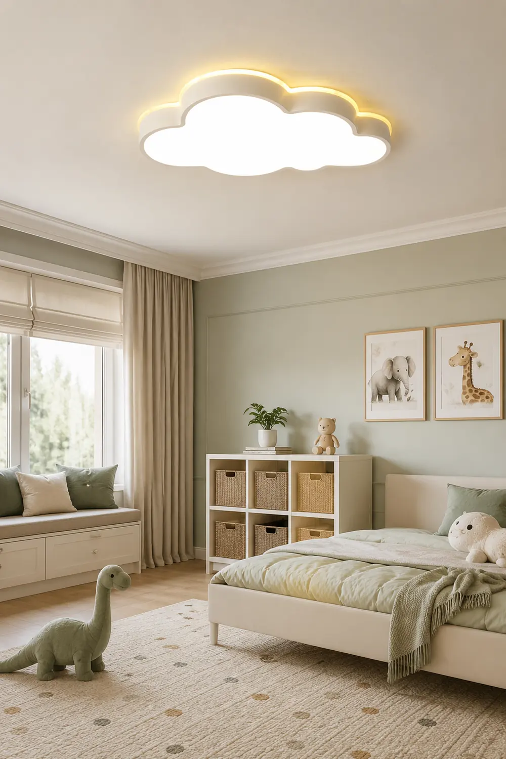Minori Modern Flush Mount Cloud Ceiling Light, White, Metal - Lumpaz