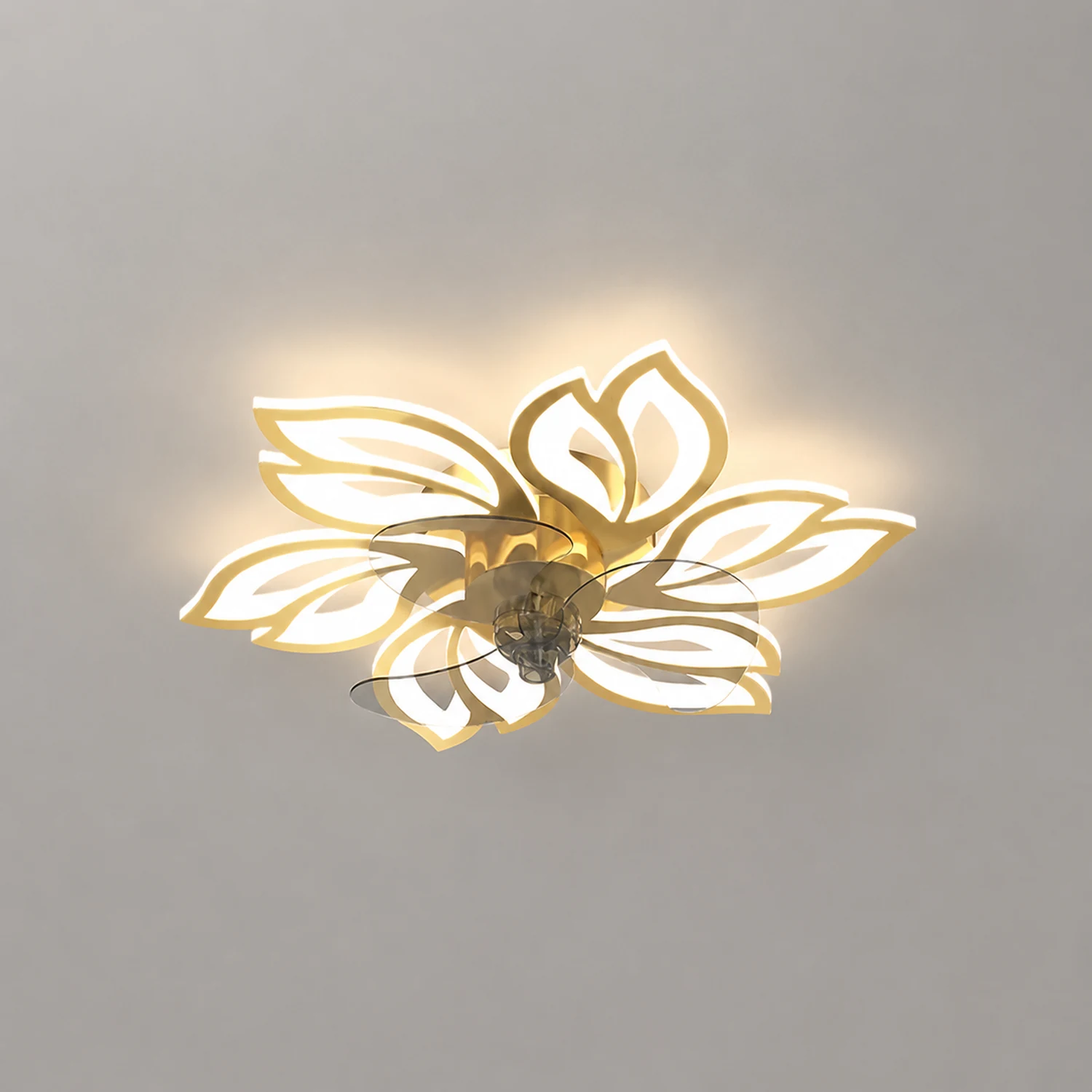 Hana Modern Flower Ceiling Fan with Light, 3 Color, L 25.5"/27"/31"/35.5" - Lumpaz