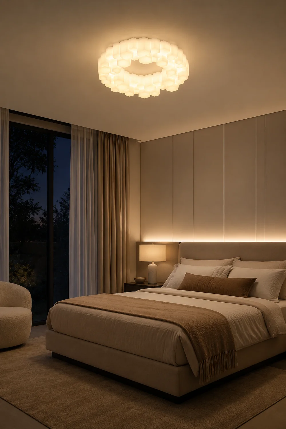 Quinn Honeycomb Metal/Acrylic Flush Mount Ceiling Light, White - Lumpaz