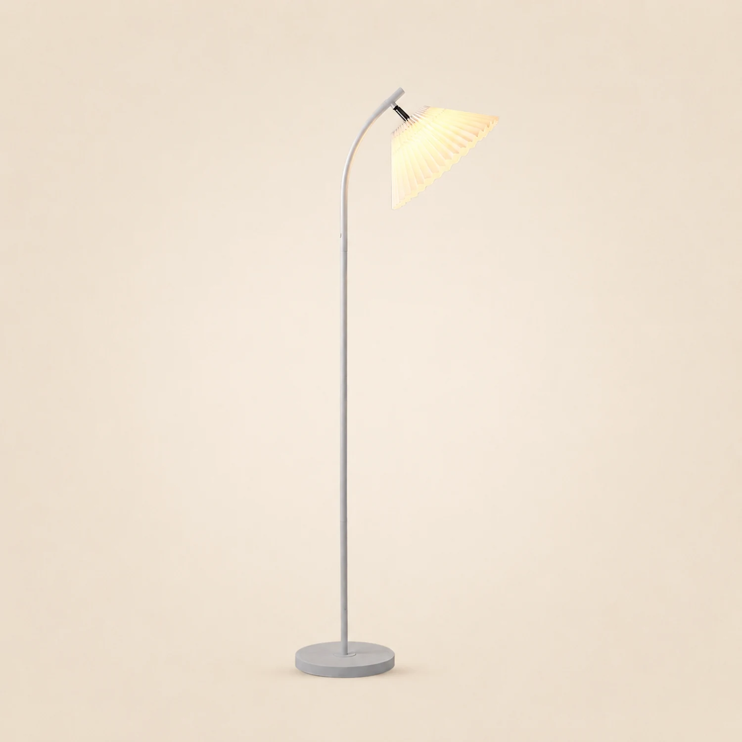 Ozawa Modern Arc Pleated Metal Fabric Floor Lamp, 3 Color - Lumpaz