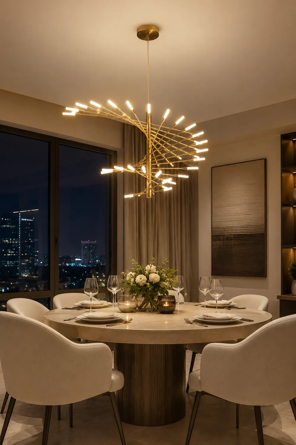 Lowry Modern Chandelier Black/Gold Metal/Acrylic Living Room - Lumpaz