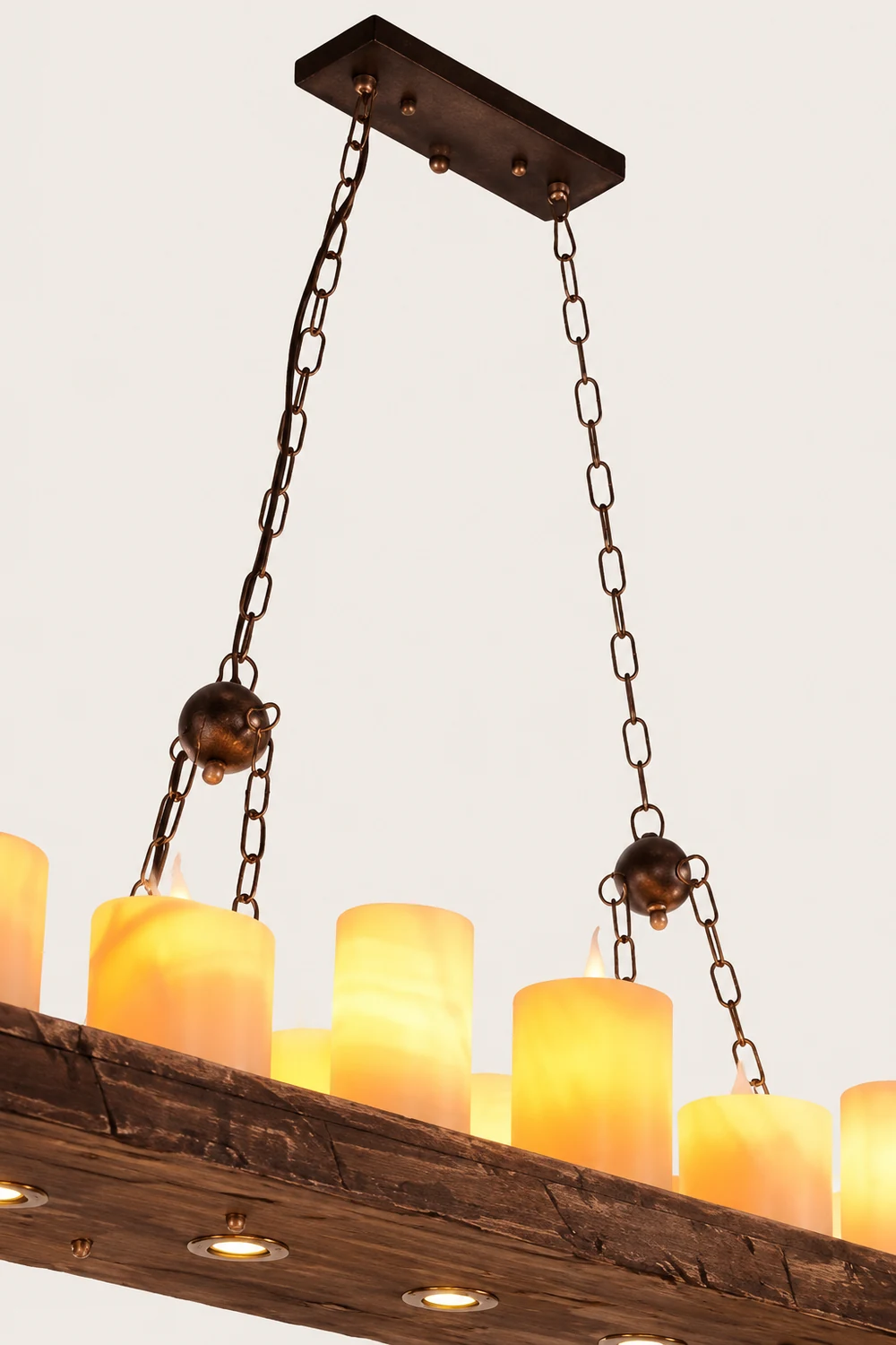 Austin Farmhouse Candle Metal/Glass/Wood Chandelier - Lumpaz
