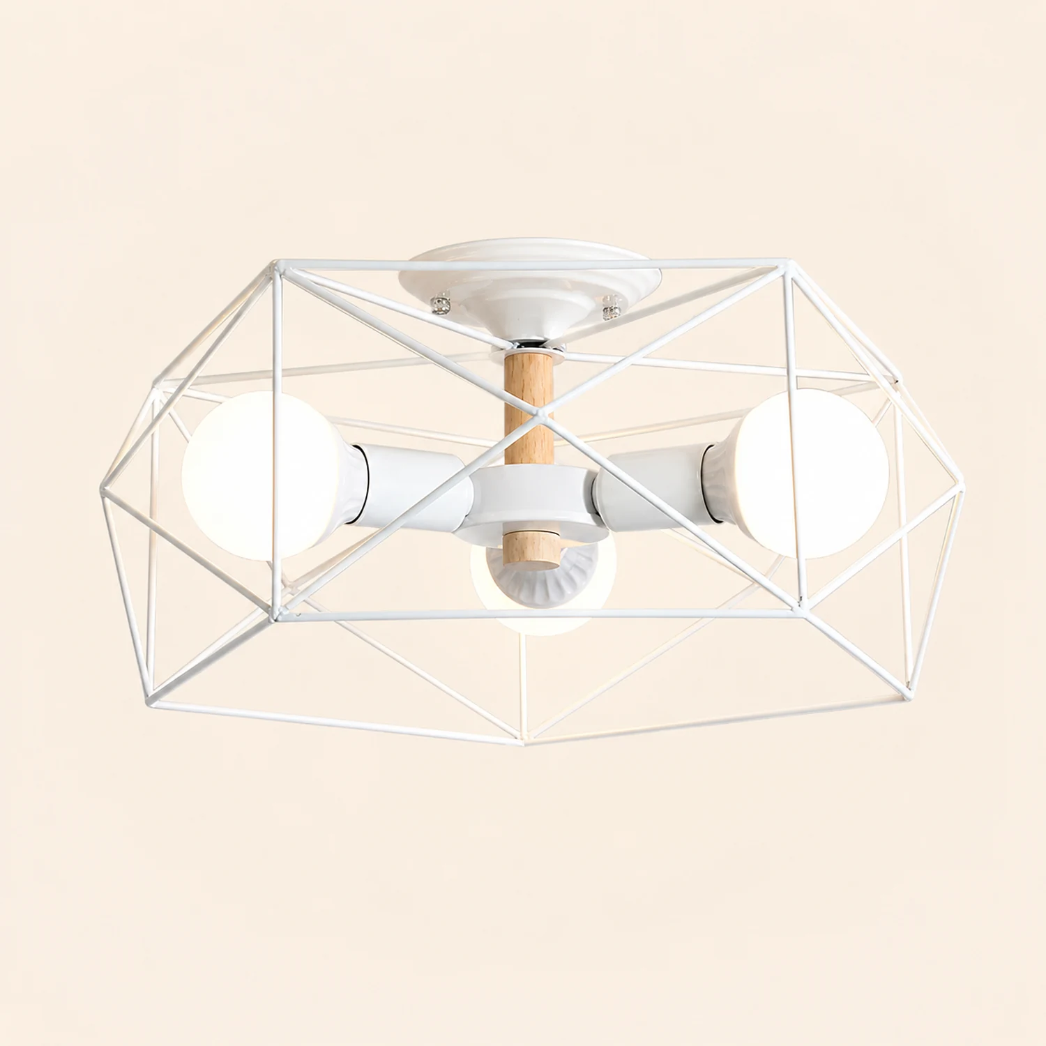 Cooley Modern Geometric Lantern Metal Flush Mount Ceiling Light, Black/White/Gold - Lumpaz