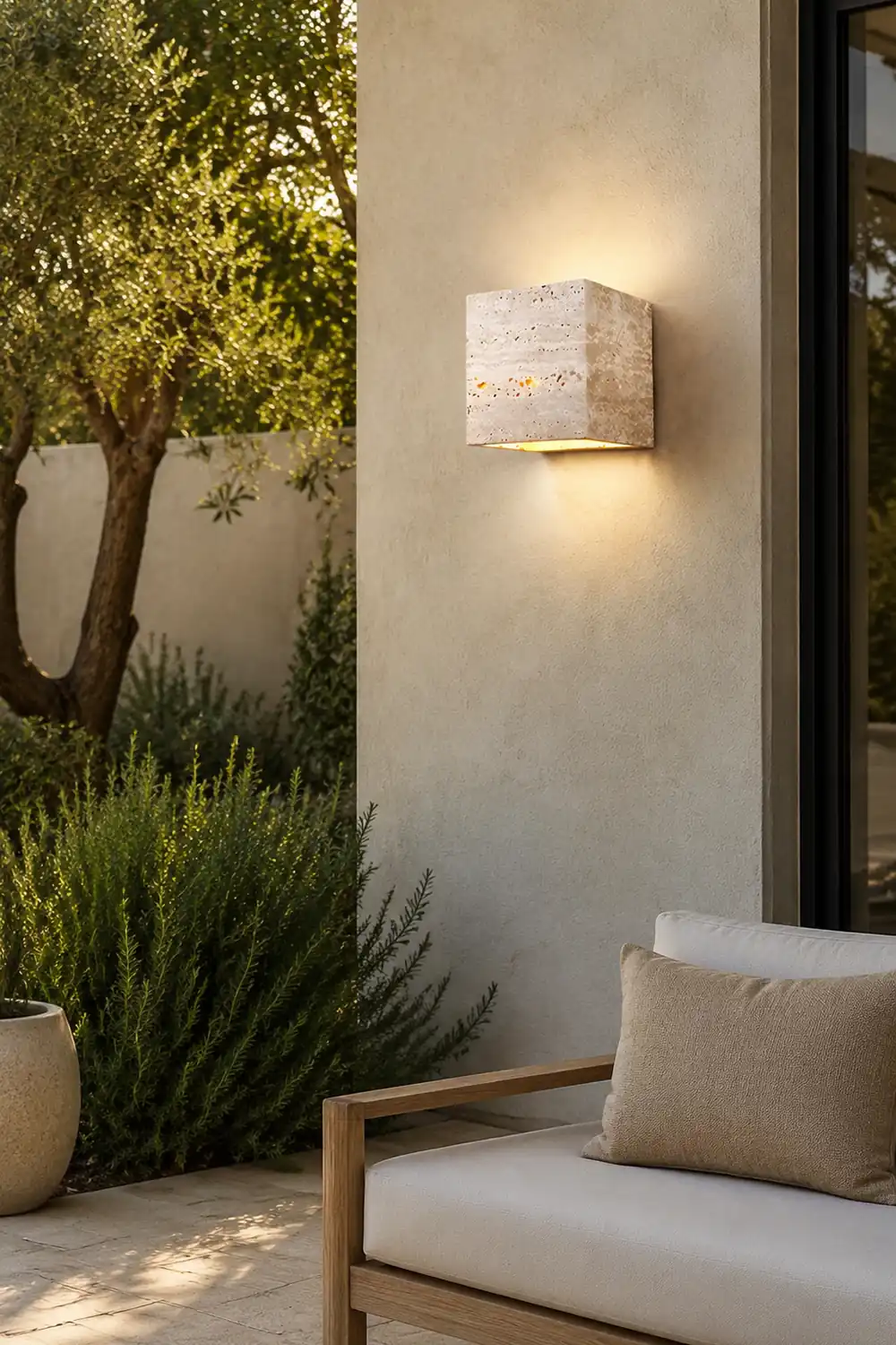 Wabi-Sabi Yellow Travertine LED Wall Sconce - Square/Rectangle - Lumpaz