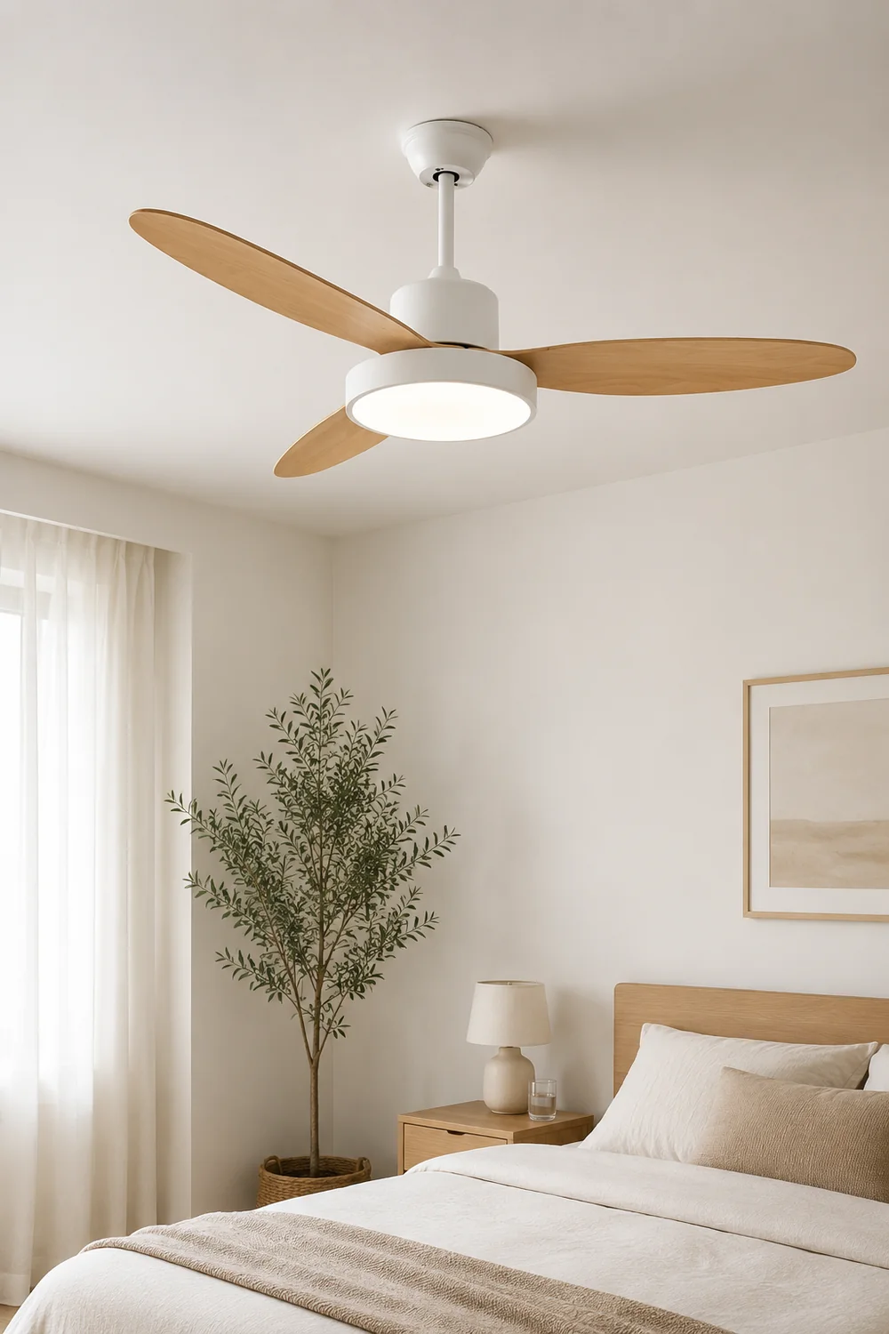 Haydn 3-Blade White & Black DC Ceiling Fan Light, Summer, 39.4''/47.2''/51.2'' - Lumpaz