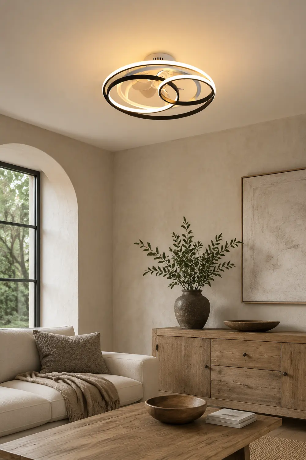 Arisha 4-Rings Ceiling Fan with Light, DIA 21.6"/23.6" - Lumpaz