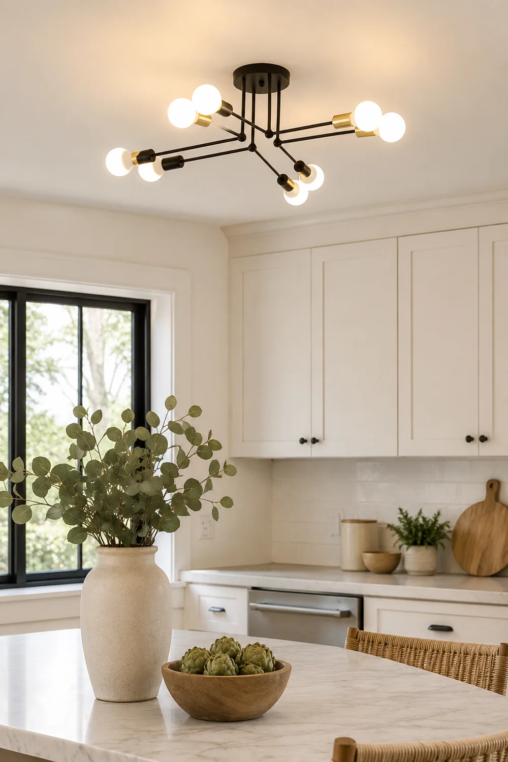 Valentina Flush Mount Ceiling Lights Linear Industrial, Metal/Glass, Bedroom - Lumpaz
