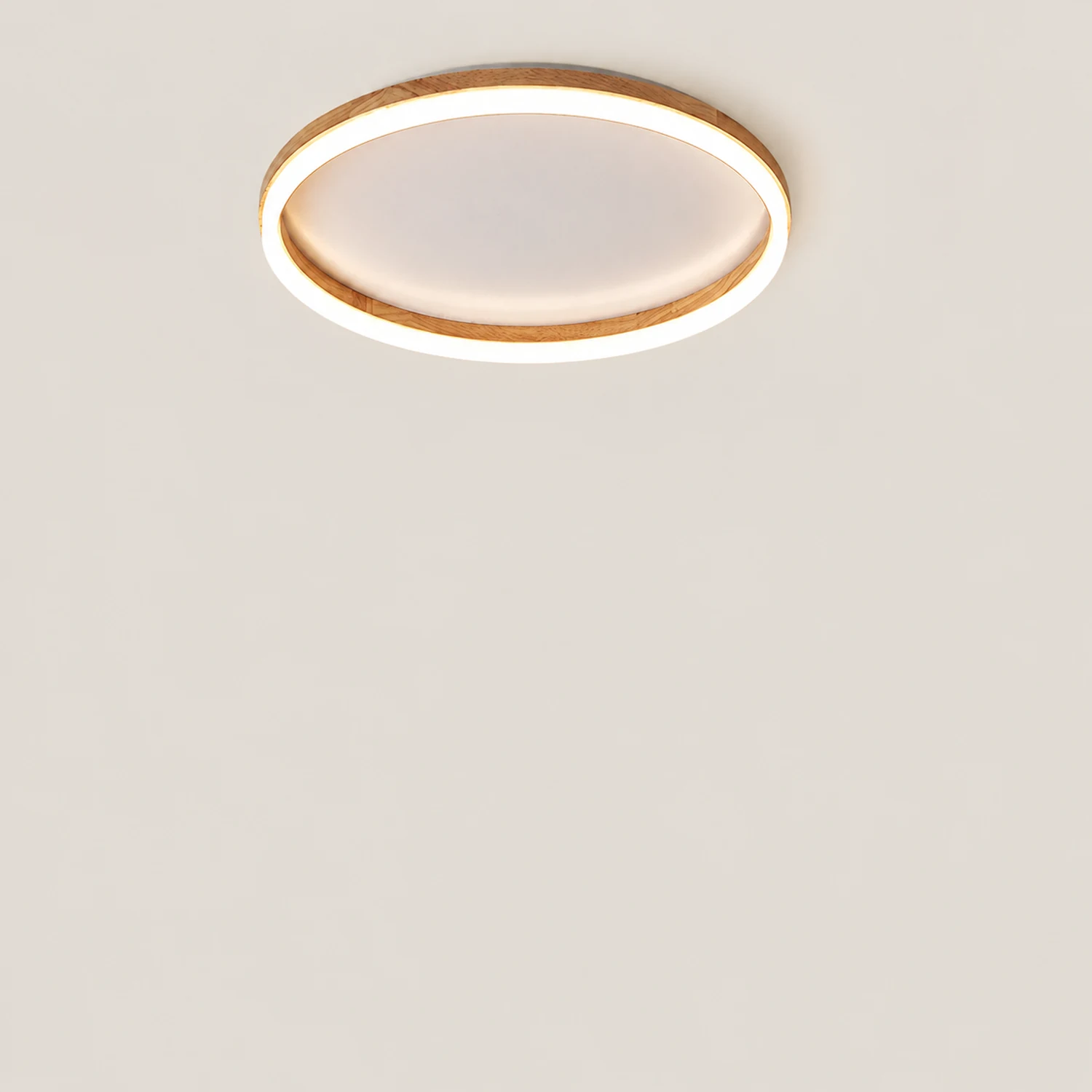 Ozawa Round Modern Flush Mount Ceiling Light Wood Acrylic Bedroom - Lumpaz