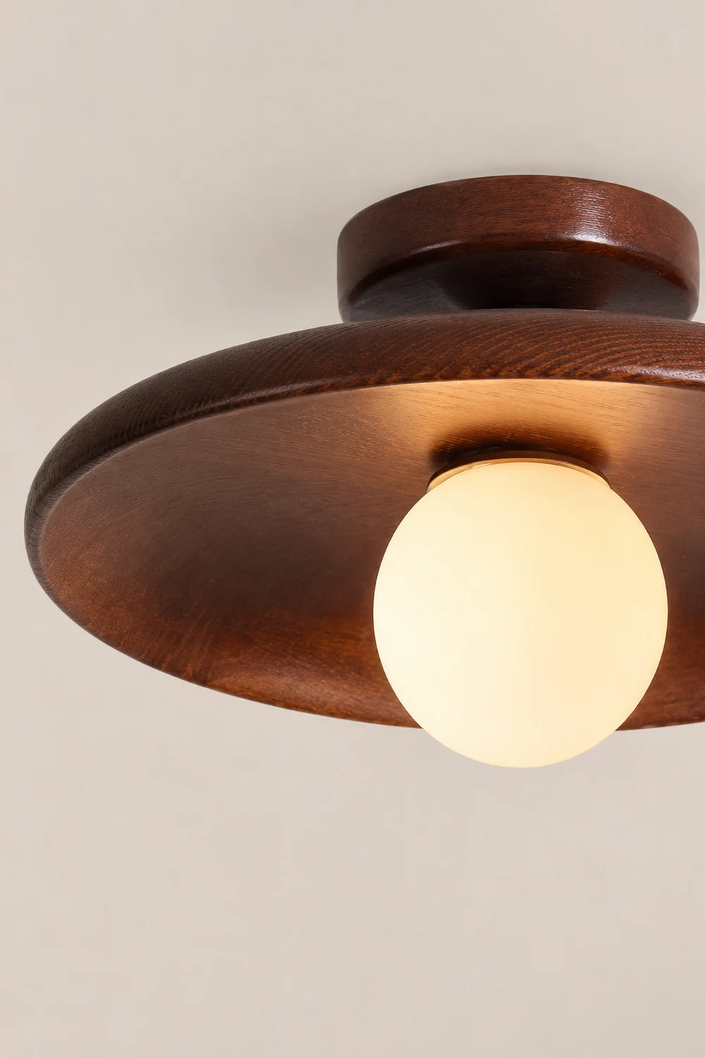 Carins Modern Round Flush Mount Ceiling Light Wood Walnut Bedroom - Lumpaz