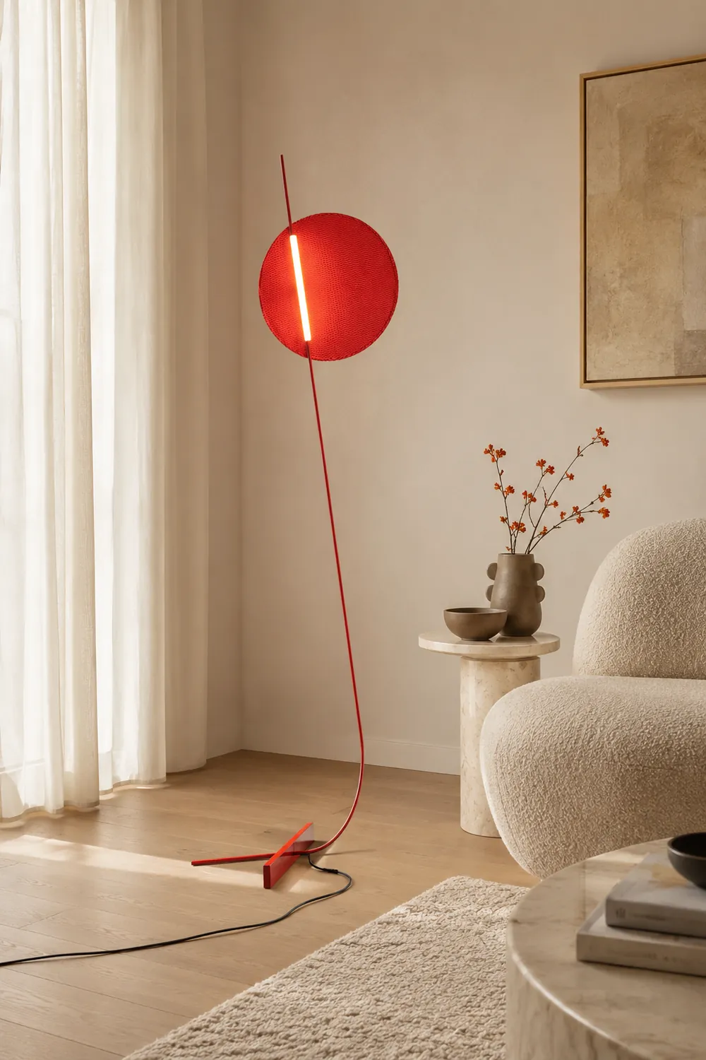 Elif Floor Lamp Blood Moon Postmodern, Metal, Red, Bedroom - Lumpaz