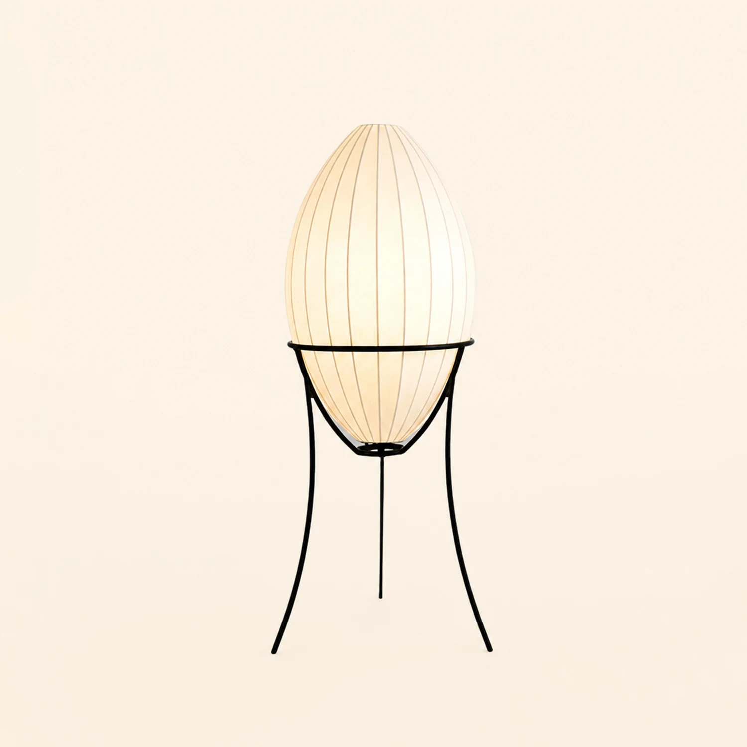 Renée Modern Egg Shaped Fabric & Metal Floor Lamp - Lumpaz