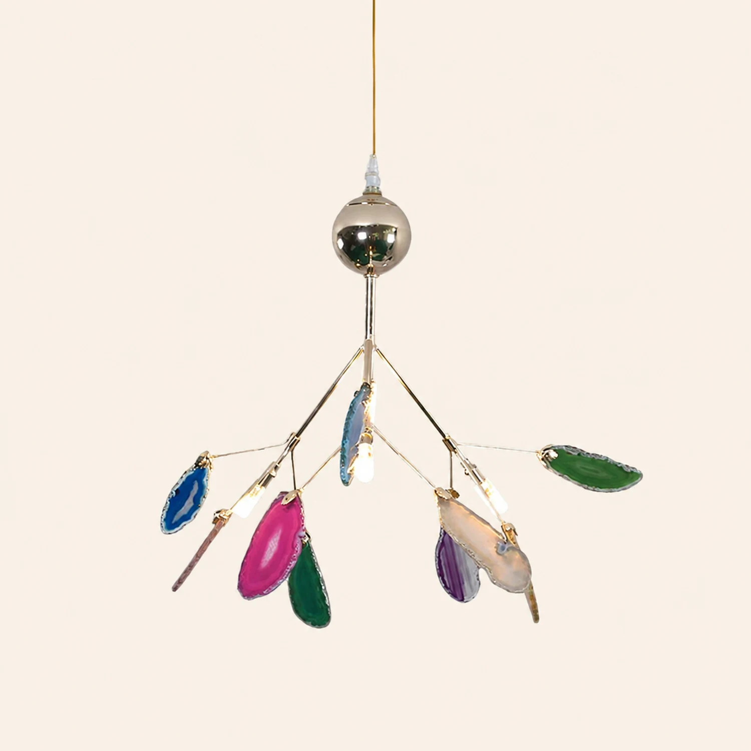 Javon Artistic Leaf Agate Pendant Light Blue/Green/Colorful Dining Room - Lumpaz