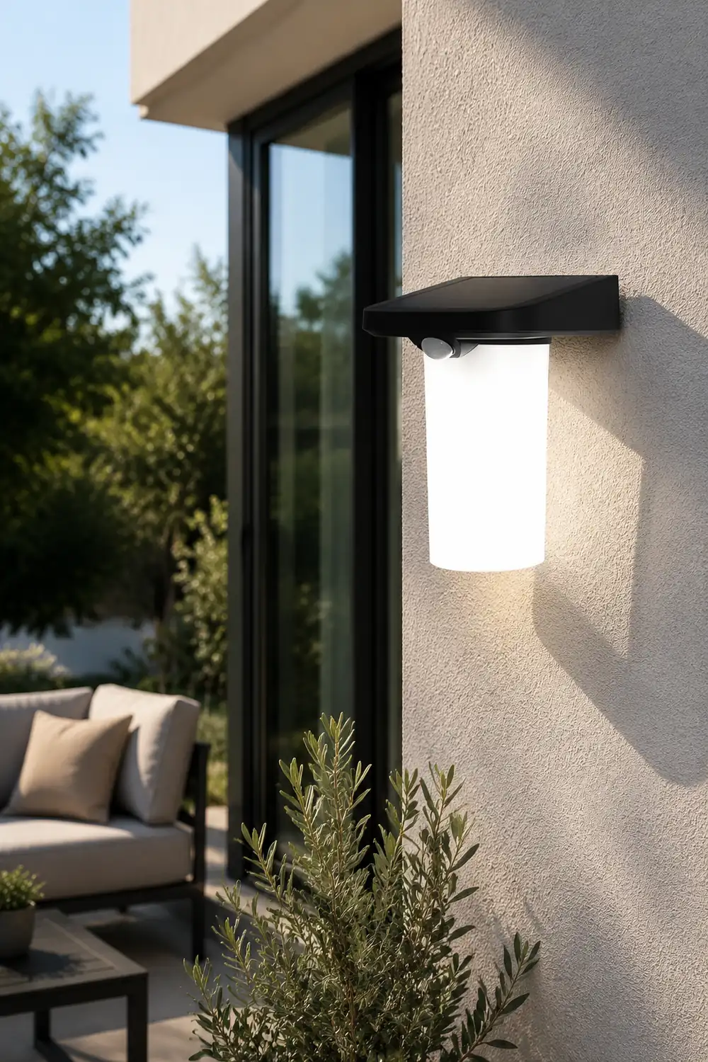 Modern LED Black Outdoor Solar Wall Lights with Motion Sensor - Lumpaz