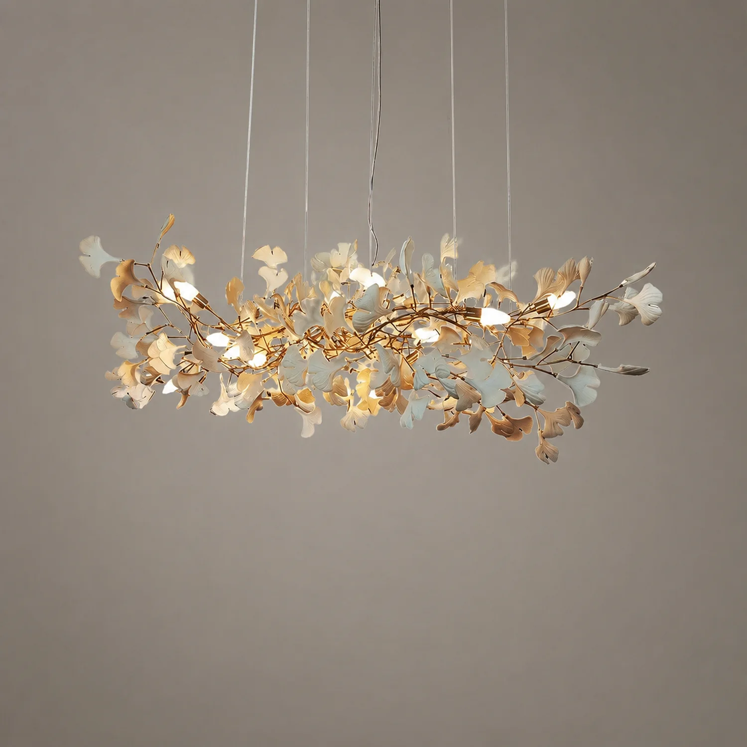 Ophelia Gildglow Luxury Ceramic Chandelier Large Foyer Gingko Leaf Living Room - Lumpaz