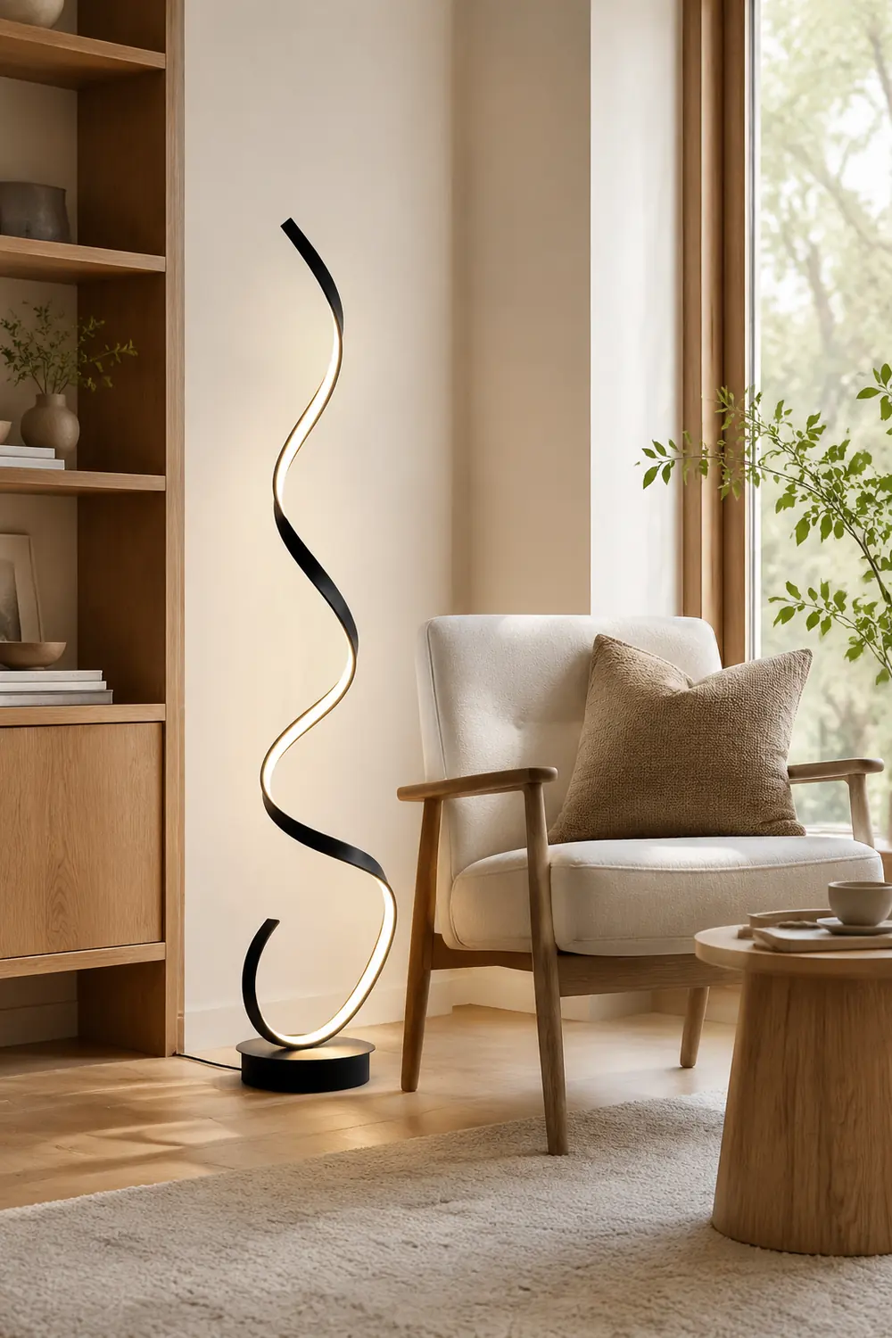 Modern Steamline Minimalist linear Floor Lamp, White/Black - Lumpaz