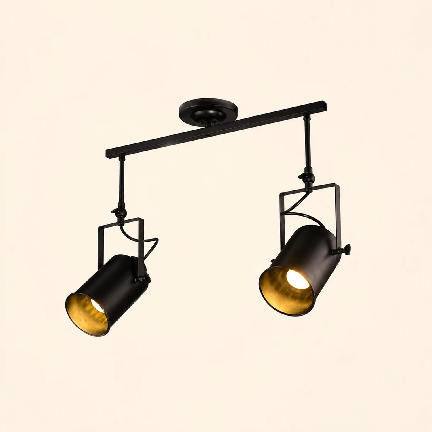 Alessio Vintage Adjustable Semi-Flush Mount Ceiling Light, Black - Lumpaz
