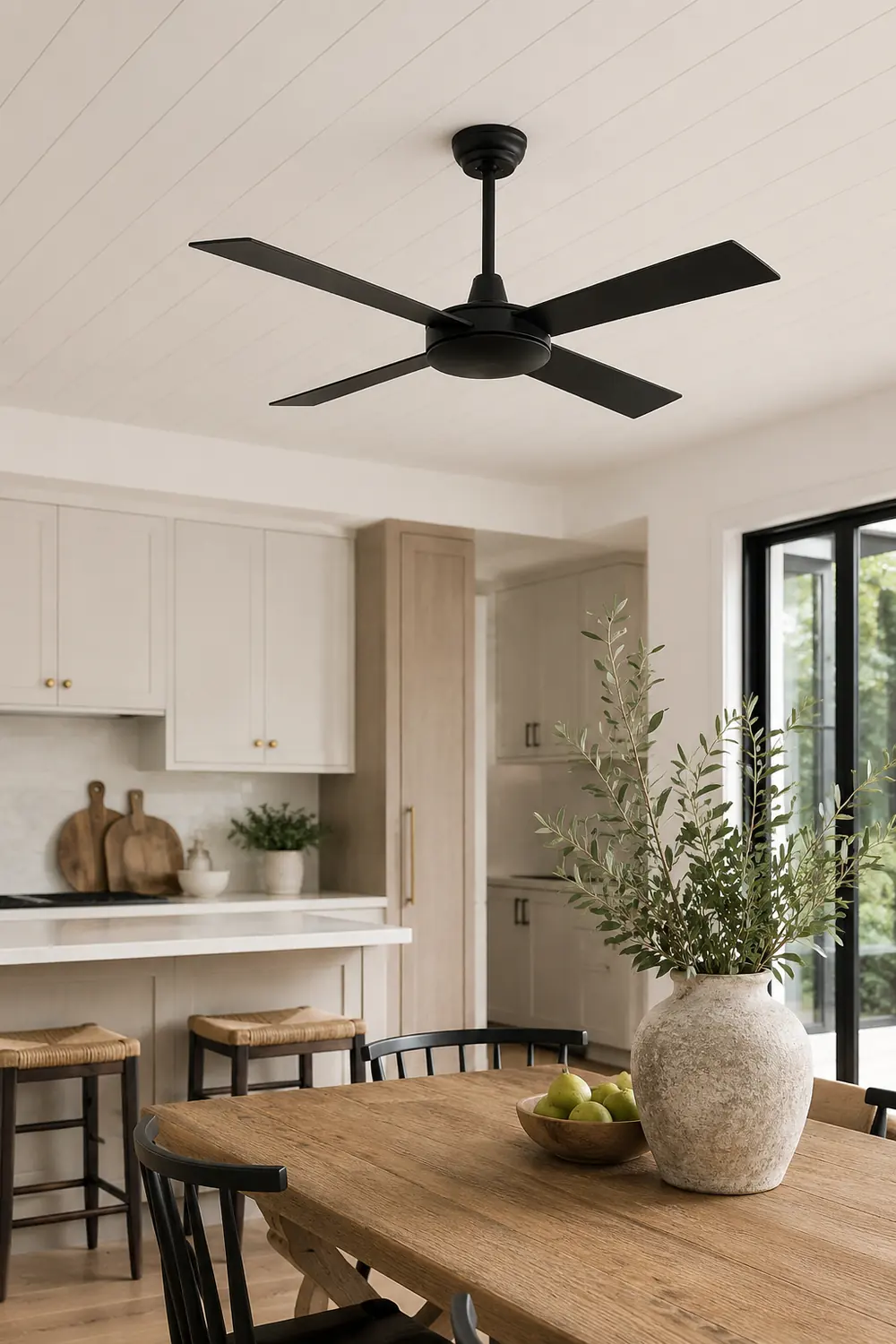 Haydn 4-Blade Industrial Black DC Ceiling Fan, Summer, 47'' - Lumpaz