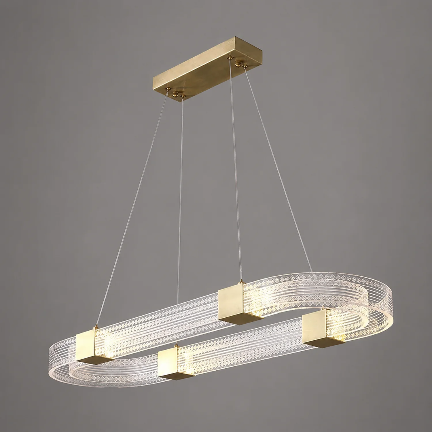 Evette Modern Round/Oval Acrylic/Metal Pendant Light, Gold - Lumpaz