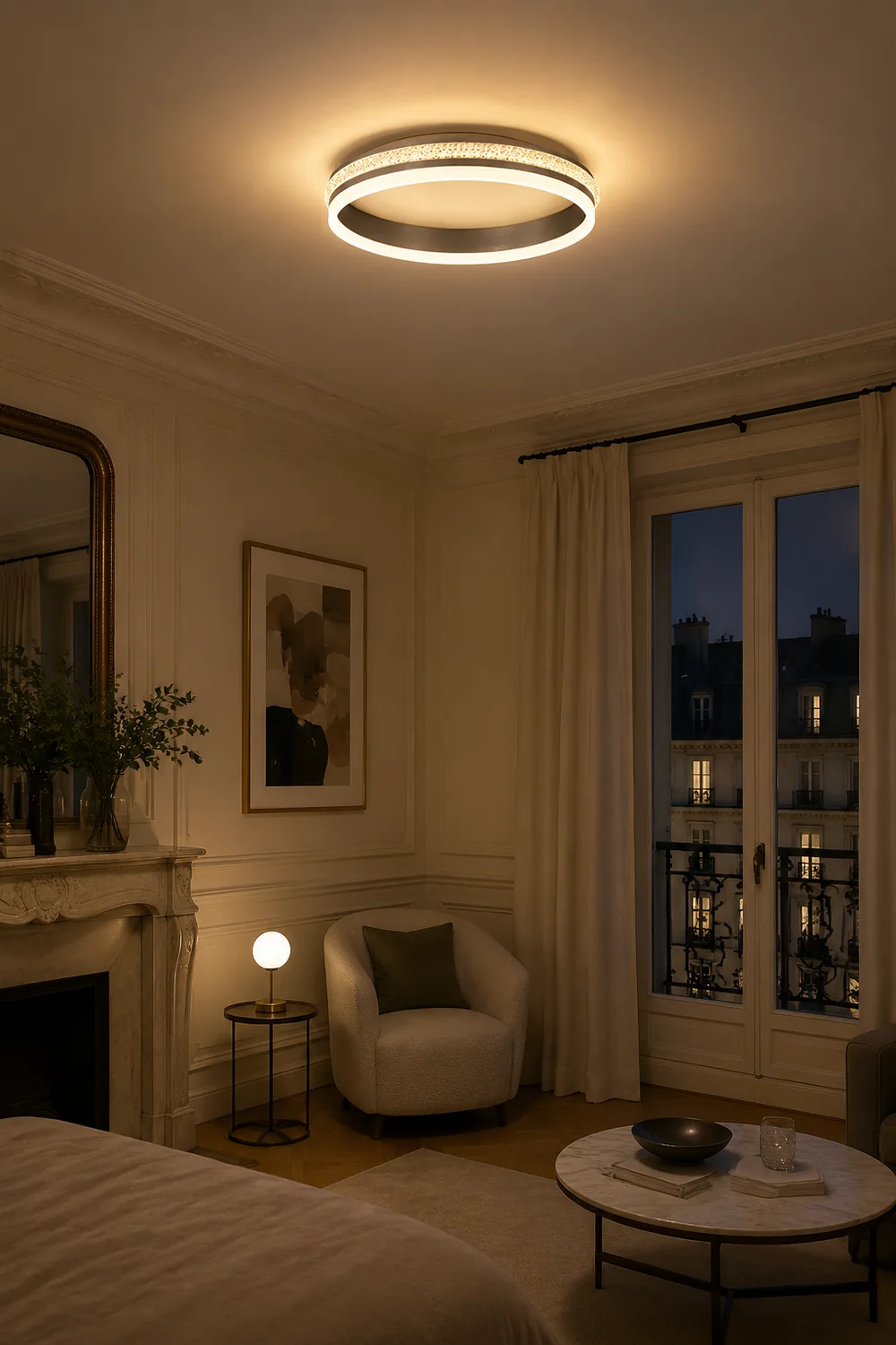 Quinn Modern Ring Metal/Acrylic Flush Mount Ceiling Lights, Silver - Lumpaz