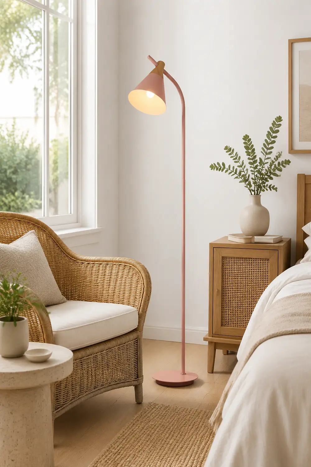 Morandi Floor Lamp, Bedroom & Living Room, Gray & Pink & Yellow, Metal - Lumpaz