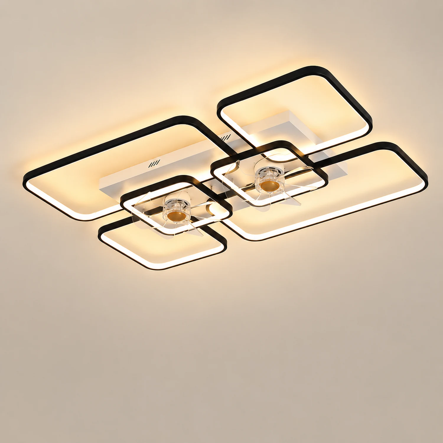 Lacey Rectangular Ceiling 2-Fans with Light, 2 Color, 18"/22"/36"/42" - Lumpaz