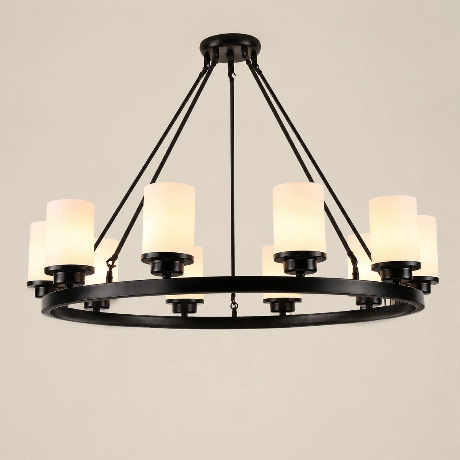 Alessio Retro Black Metal/Glass Chandelier for Living Room - Lumpaz
