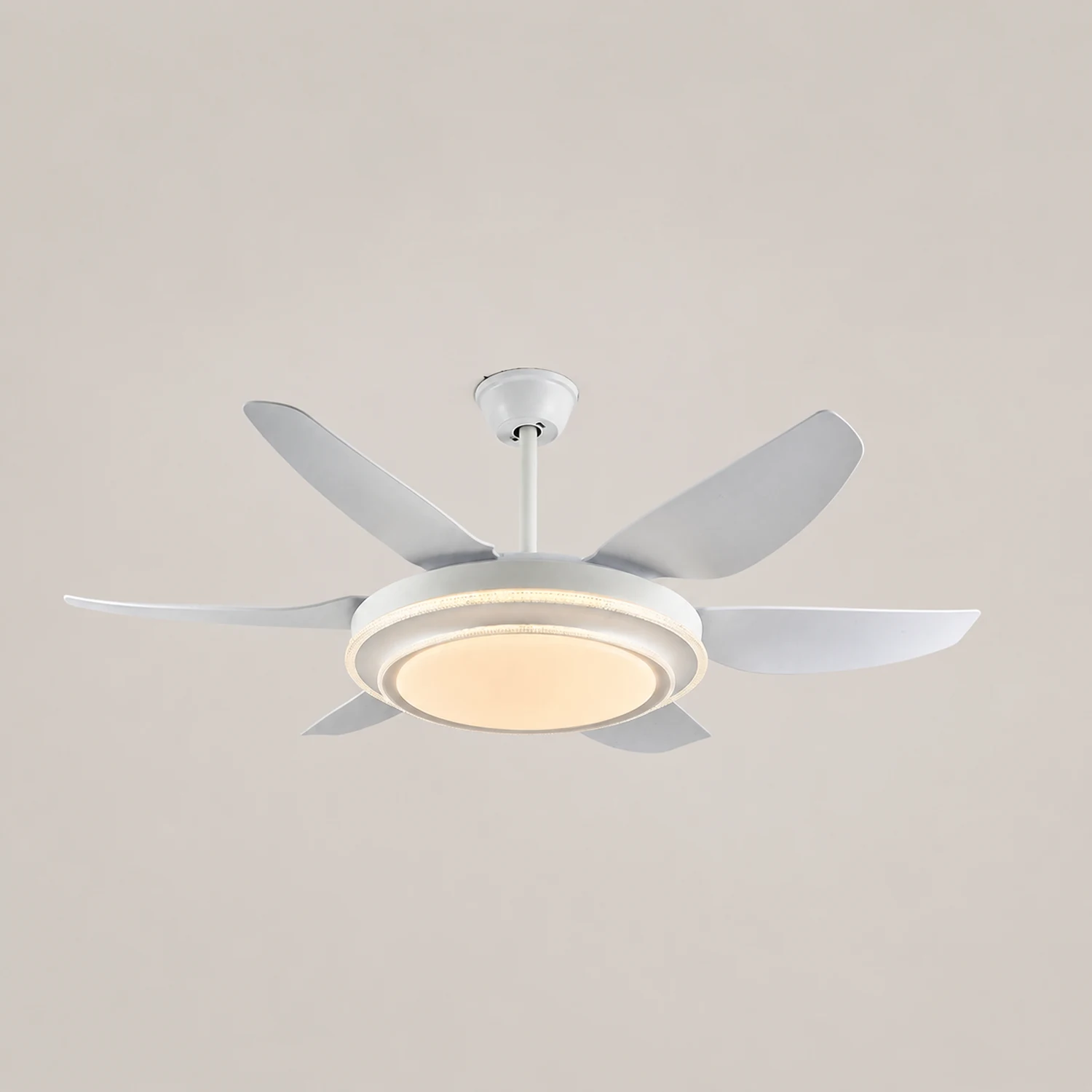 Haydn 6-Blade  Modern Basic  DC Ceiling Fan with Light, White, 51'' - Lumpaz