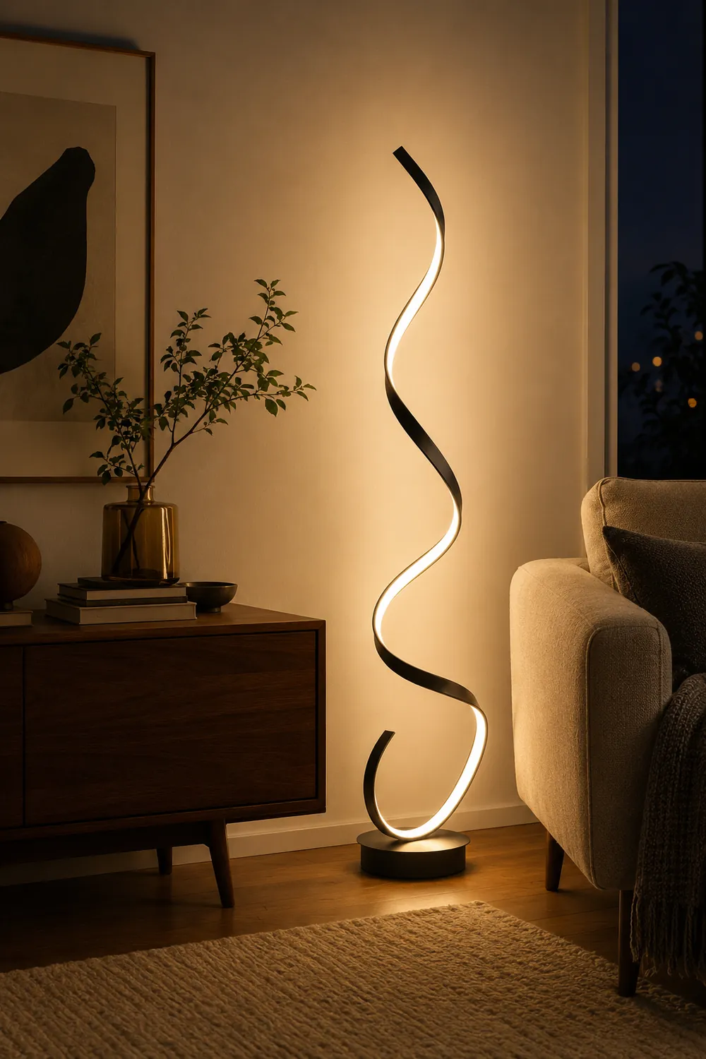 Modern Steamline Minimalist linear Floor Lamp, White/Black - Lumpaz
