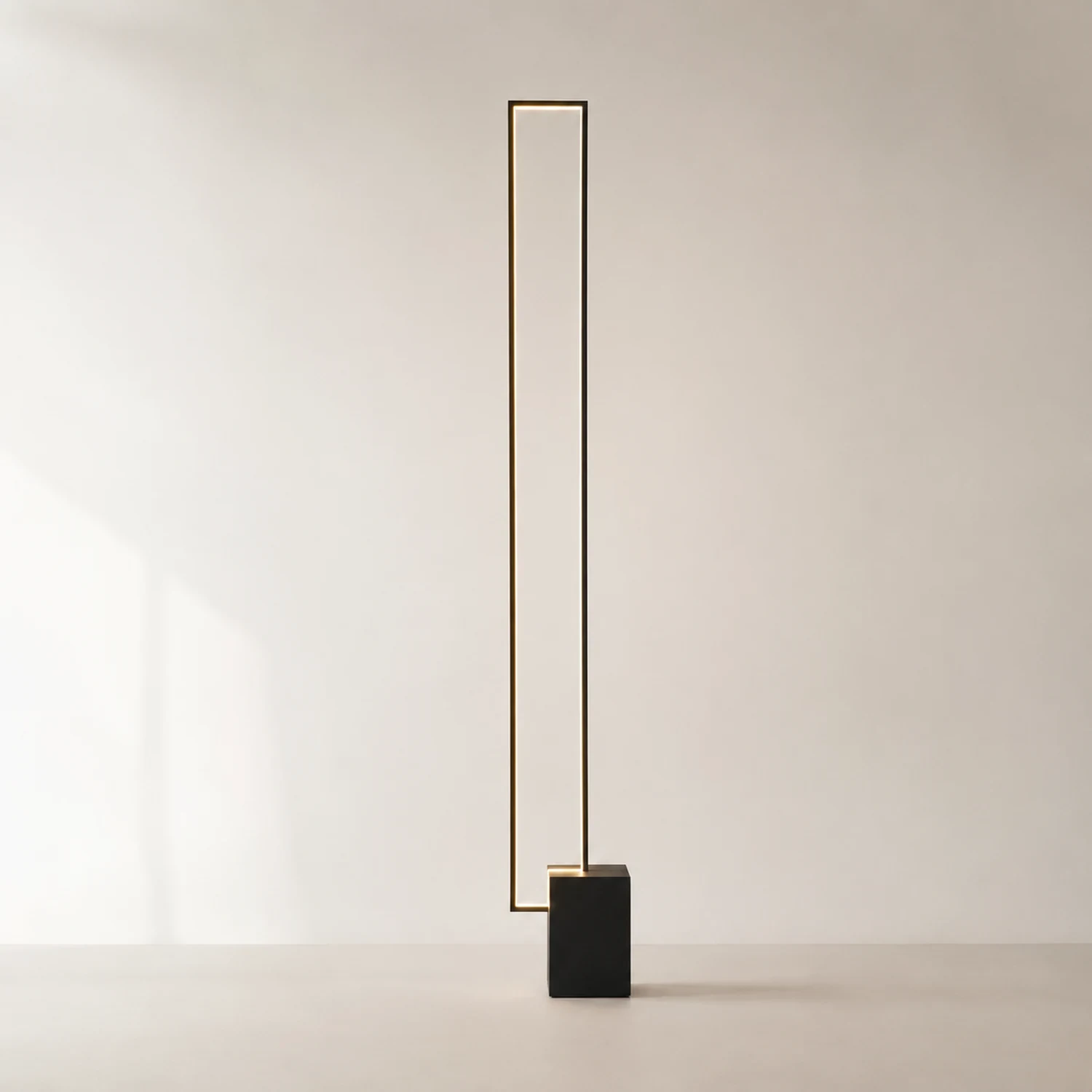 Edge Modern Minimalist Rectangular Metal Floor Lamp, Black - Lumpaz